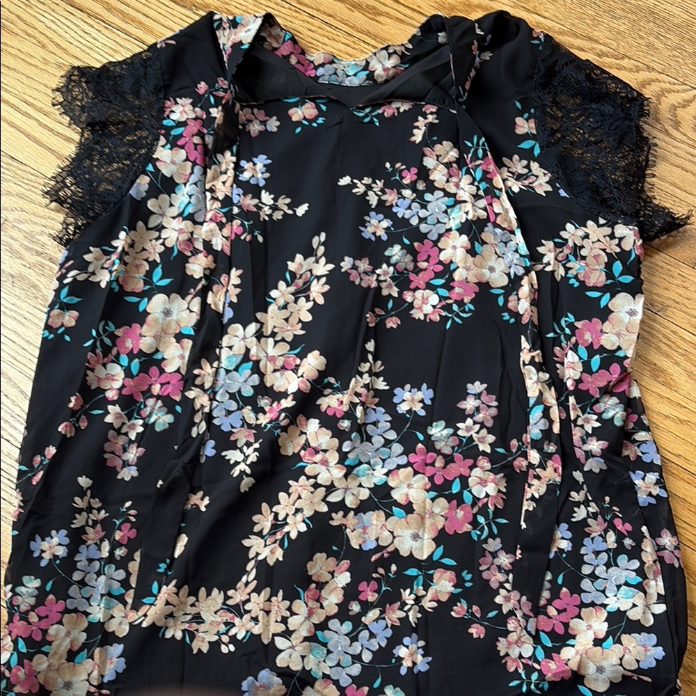 Floral Black Lace Women's Top